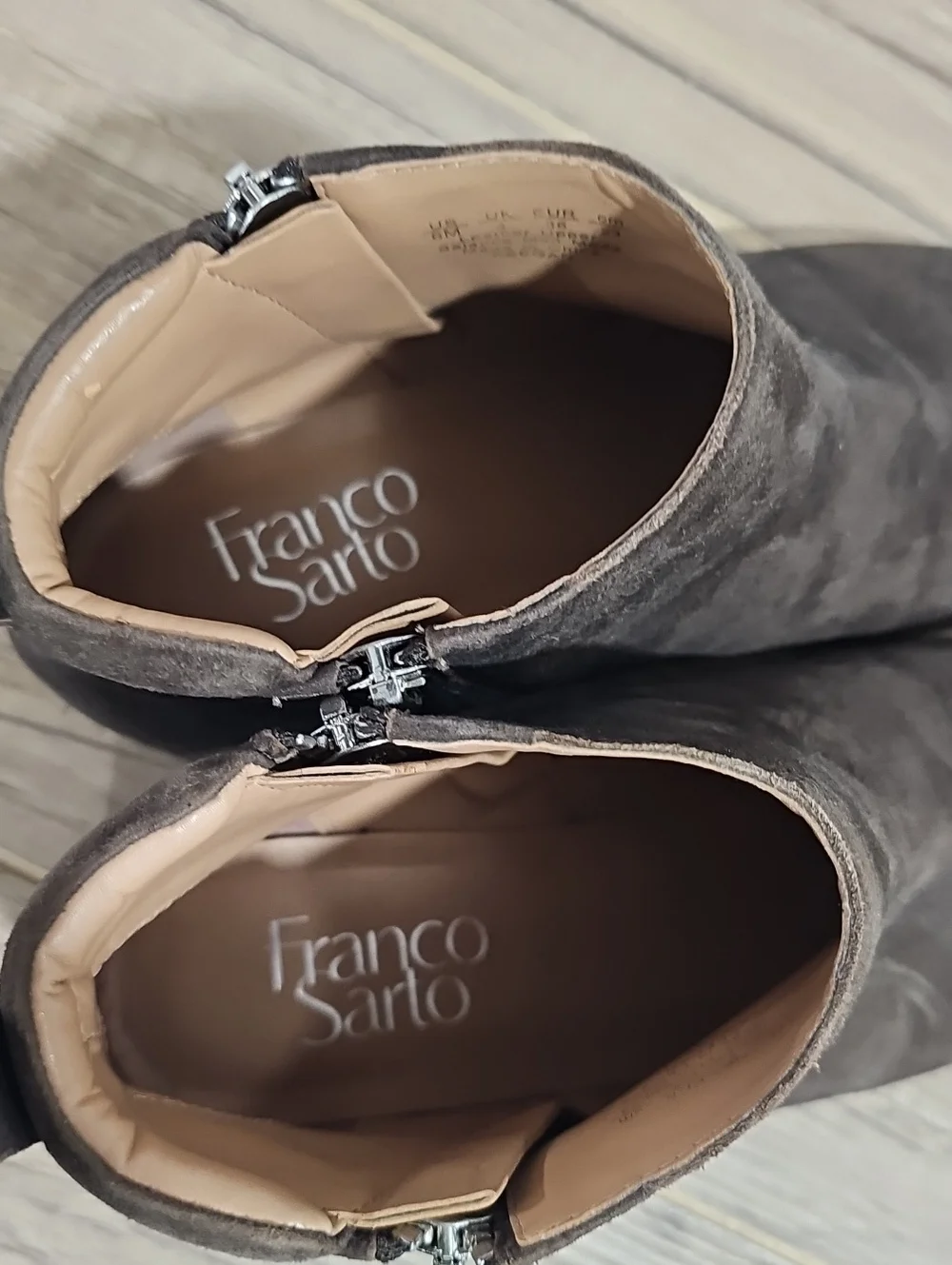 Franco Sarto Leather Brown Suede Ankle Boots Size 6 M
